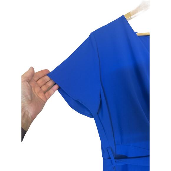 Faux Wrap Women's Short Sleeve Tie Waist Dress Boho Party Size XL Blue NWOT - Picture 3 of 10